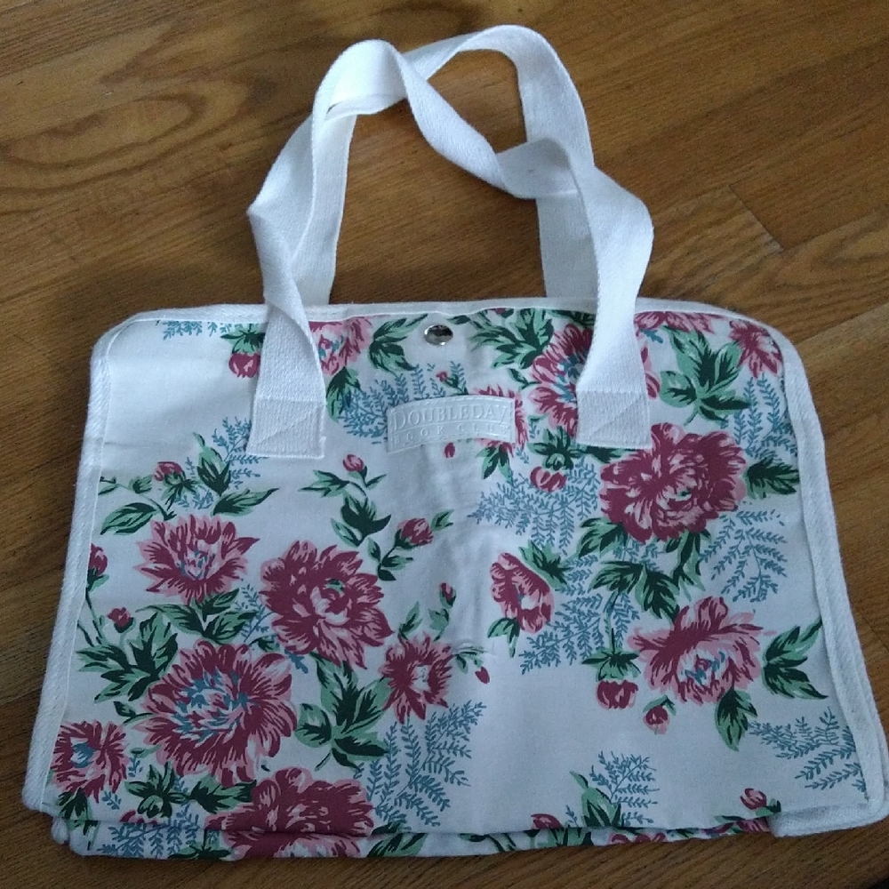 Double day Floral White and Pink Tote Bag by